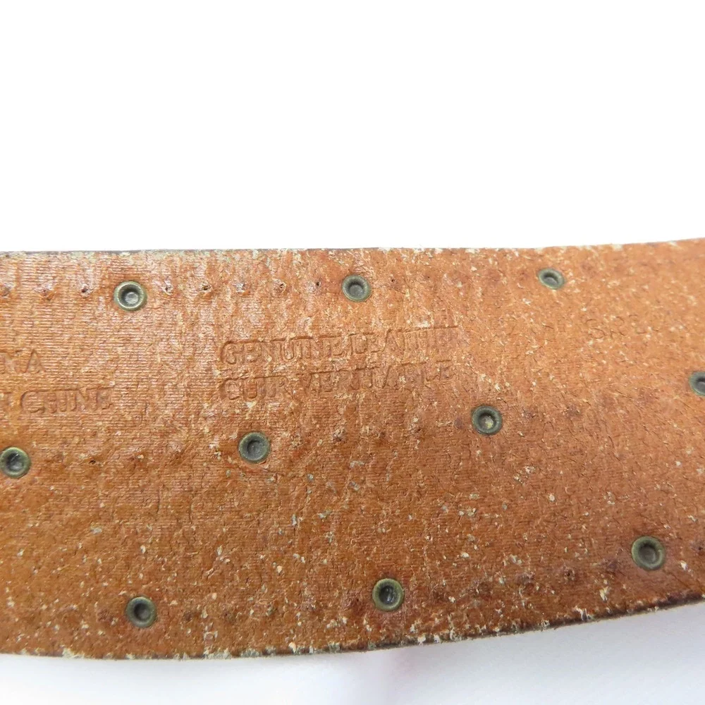 AE Leather Studded Belt Mens Brown Wide Y2K Western Distressed Medium